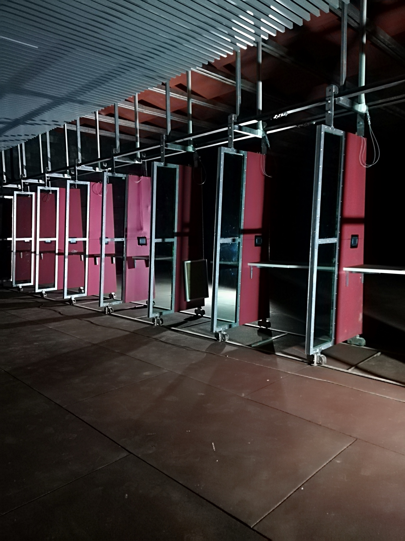 Completed indoor shooting range firing booths