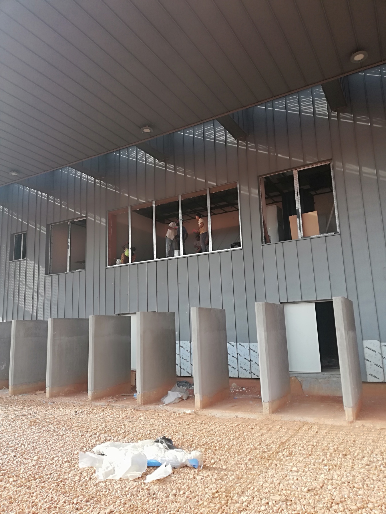 Shooting range wall system installation on site